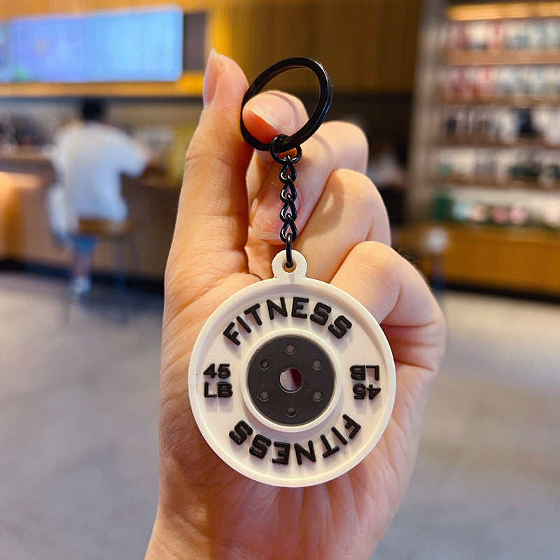 Creative DIY Sports Style Fitness Barbell Keychain Pendant Female Couple Miu Series Bag Pendant Keychain Accessories