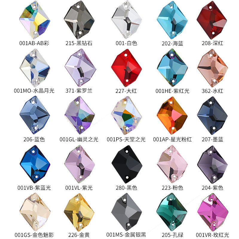 Flat Bottom Double Hole Special-Shaped Diamond - Super Flash AB Color Hand-Stitched Shoe Clothing Accessories