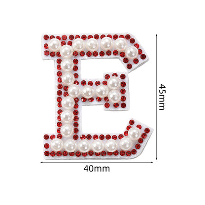 Red diamond 26-letter fabric patch set, hot-flung colored letter patch patch, clothing bag with diamond-embedded fabric patch