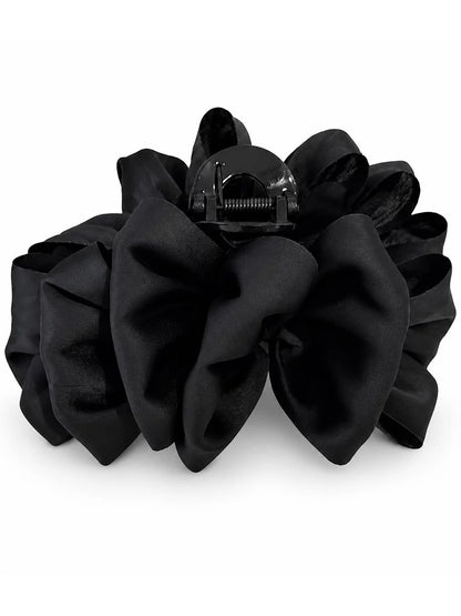 Cloud bubble clip for women, high-end black satin bow hair clip, small hair volume half tie, hair clip headwear