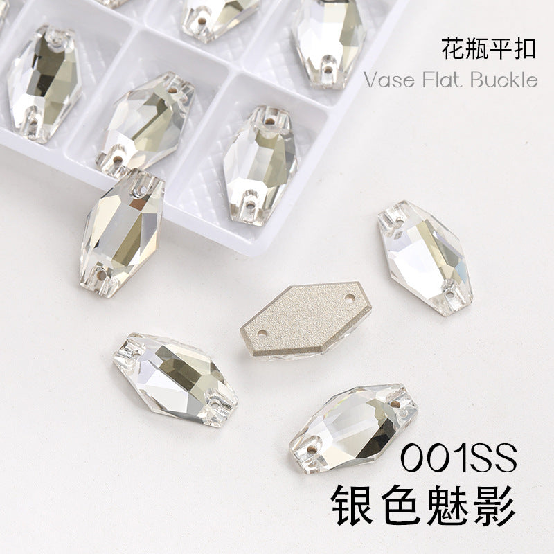 Factory wholesale flat buckle flat bottom hand-stitched rhinestone vase crystal stone ultra-glitter scratch-free packaging glass diamond