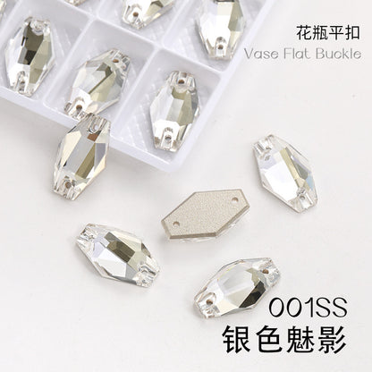 Factory wholesale flat buckle flat bottom hand-stitched rhinestone vase crystal stone ultra-glitter scratch-free packaging glass diamond
