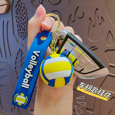 Creative cartoon ball series basketball keychain pendant men's and women's schoolbag pendant car key chain gift wholesale