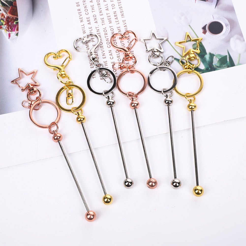 Creative DIY beaded keychain new color metal keychain electroplating gift bag hanging ornament spot wholesale