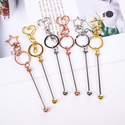 Creative DIY beaded keychain new color metal keychain electroplating gift bag hanging ornament spot wholesale