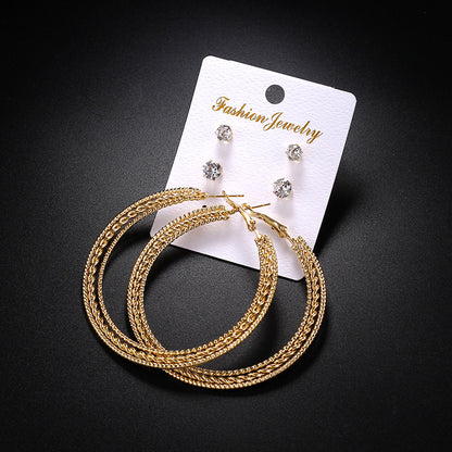 2-4-6-8-10cm oversized earrings exaggerated earrings european and american round rhinestone geometric hoop earrings for women cross-border