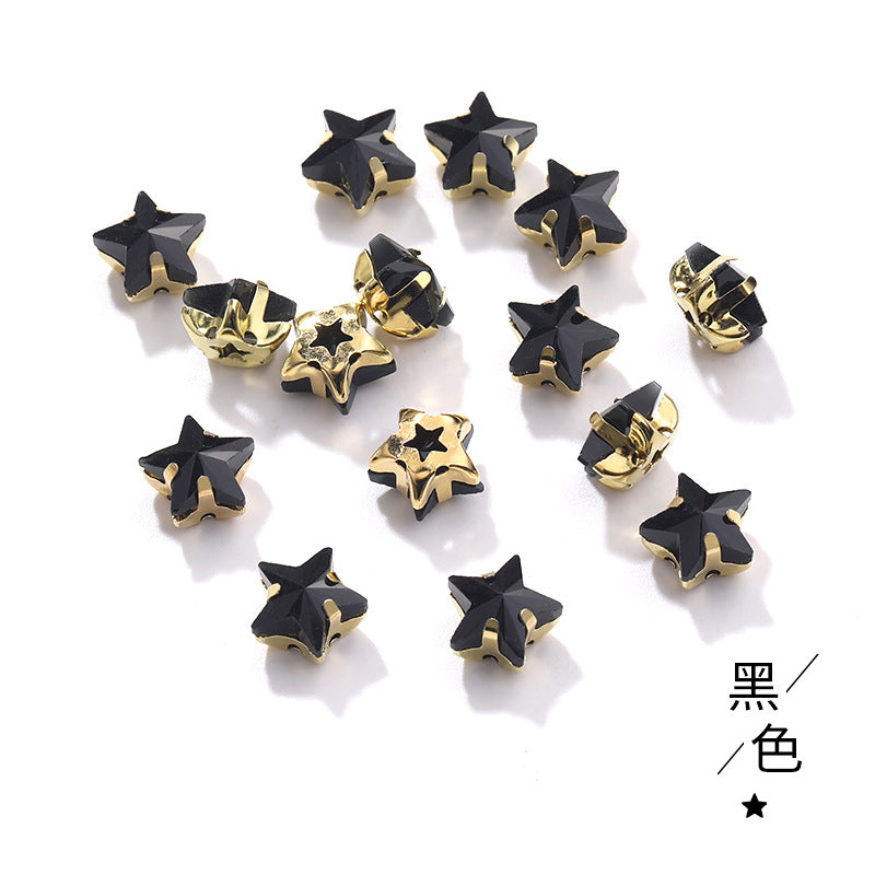 New 10mm five-pointed star hand-stitched glass thickened claw drill 3D DIY wedding dress, clothing, shoes, bags, hair clips, accessories