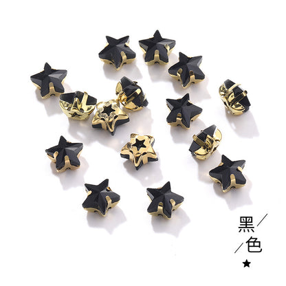 New 10mm five-pointed star hand-stitched glass thickened claw drill 3D DIY wedding dress, clothing, shoes, bags, hair clips, accessories
