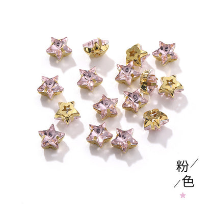 New 10mm five-pointed star hand-stitched glass thickened claw drill 3D DIY wedding dress, clothing, shoes, bags, hair clips, accessories