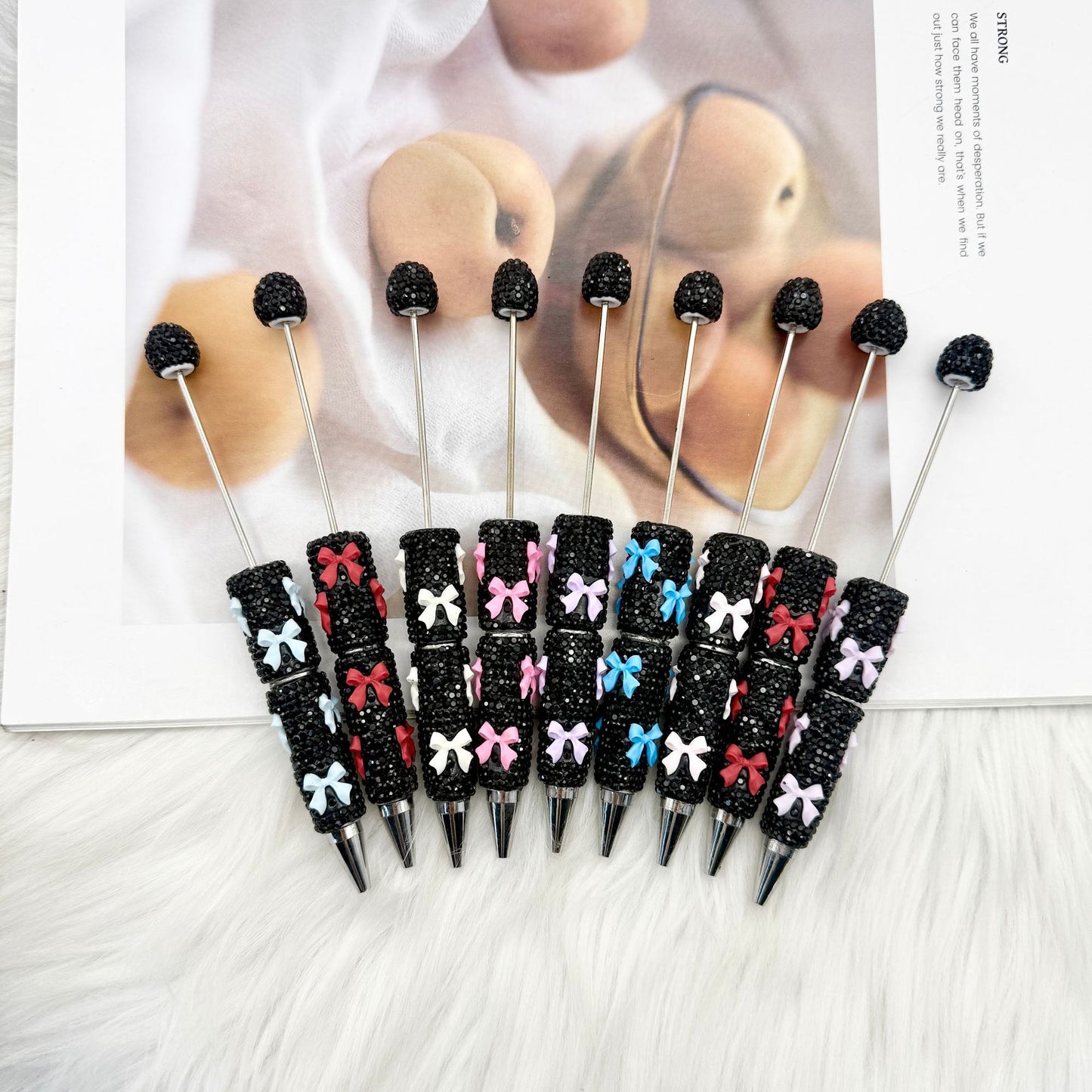 DIY creative bow full diamond  pen multi-color diamond gift pen Valentine's Day series gift pen in stock