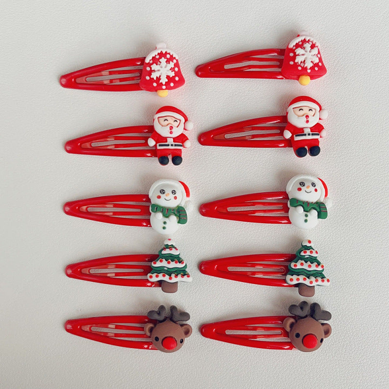 Christmas BB clip hairpin cartoon cute Santa hairpin red BB clip girl side clip bangs clip hair accessories