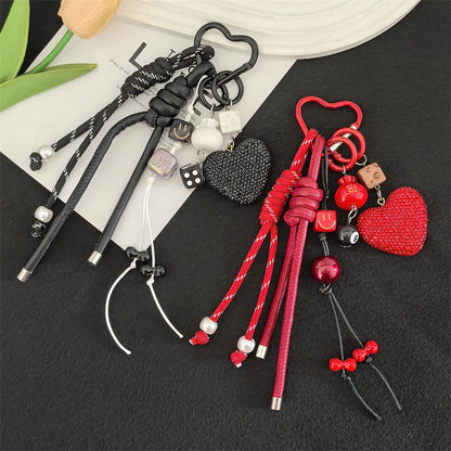 Cross-border hot selling full diamond peach heart keychain pendant backpack pendant accessories car key pendant fashion accessories