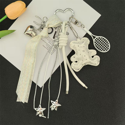 Three-dimensional cartoon three-dimensional leather giraffe pattern bear keychain bag pendant