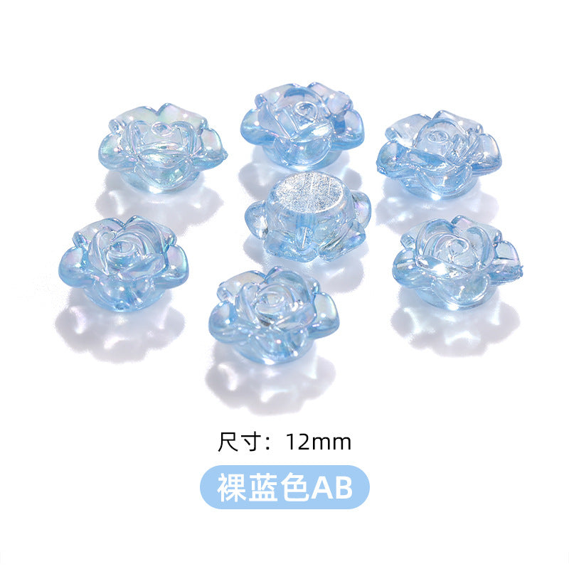 High-Gloss ABS Imitation Pearl Beads - Perforated Beige White Camellia Hairpin Jewelry DIY Accessories