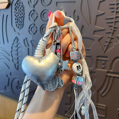 miu series diy silver bracelet keychain pendant couple car key chain creative bag pendant accessories wholesale