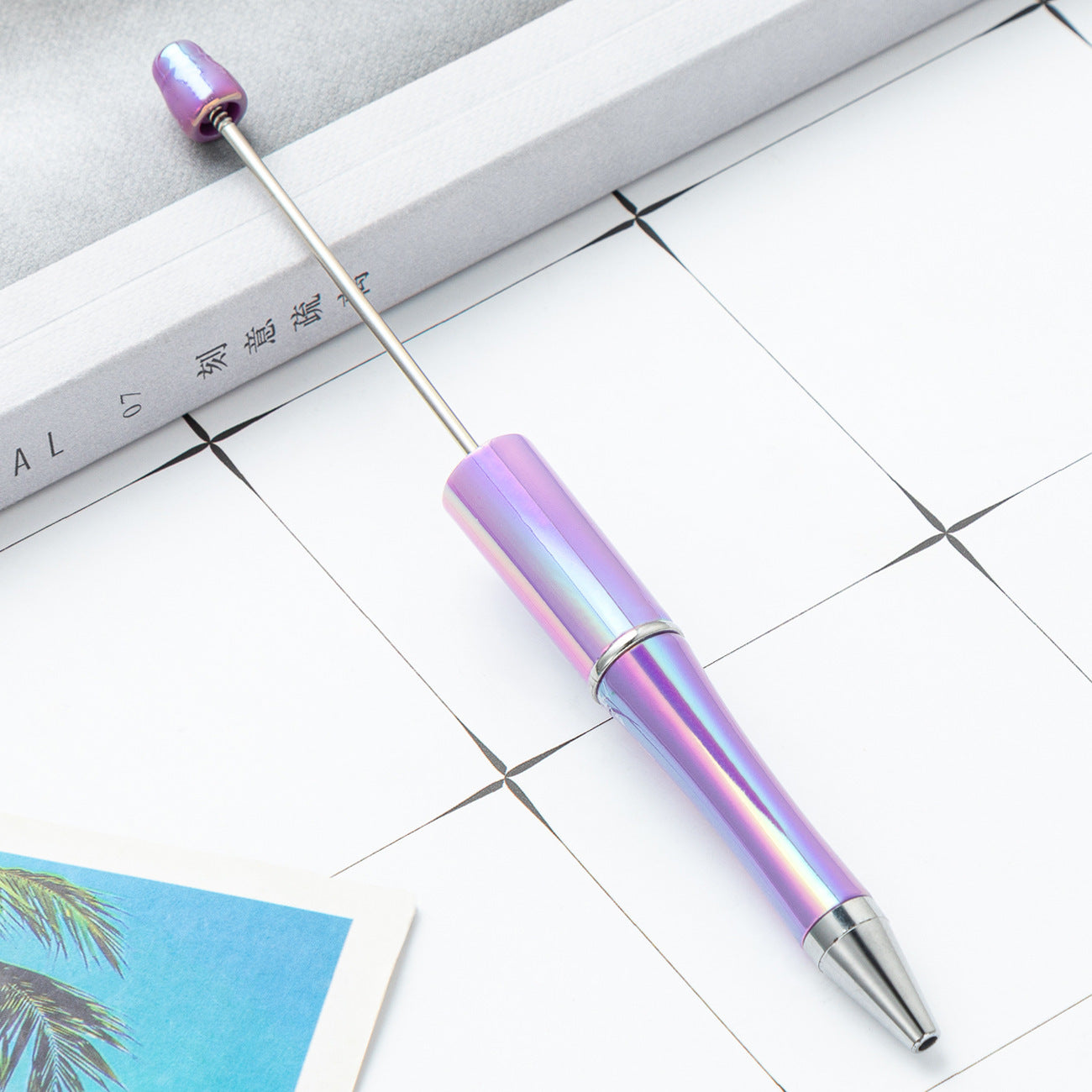 DIY Ballpoint Pen - Wholesale Plastic Printable Logo UV Gradient Beaded Pen