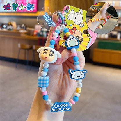 Genuine crayon Shin-chan beaded mobile phone chain small pendant couple car key chain bag doll doll ornament