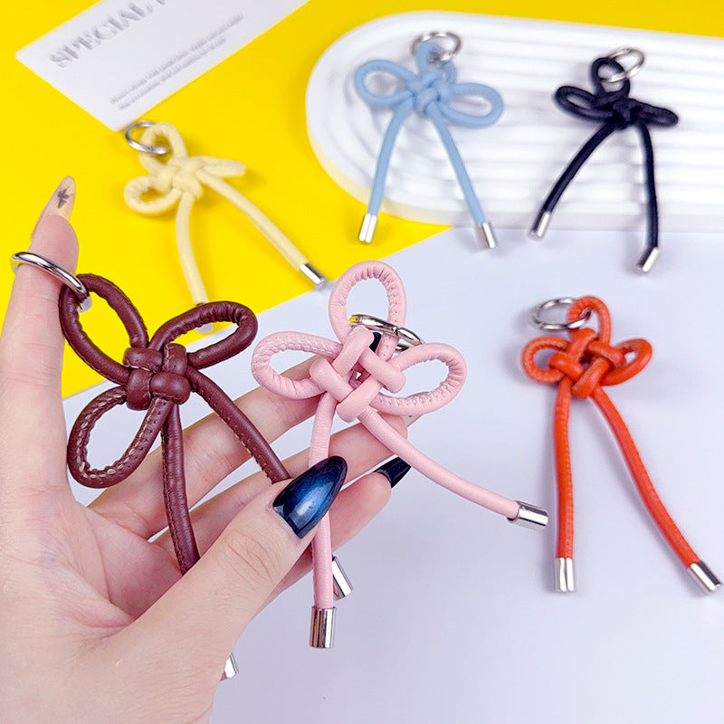 Creative PU leather Chinese knot keychain pendant accessories couple miu bag keychain pendant small gift