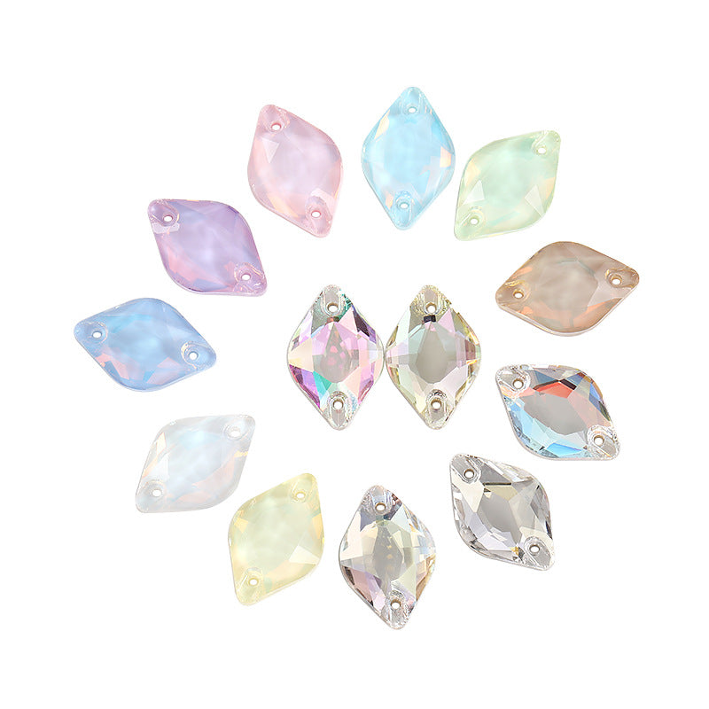 Xichuan New K9 Lemon Flat Buckle Flat Bottom Double-Hole Beveled Glass Hand-Sewn Diamond Clothing DIY Accessories