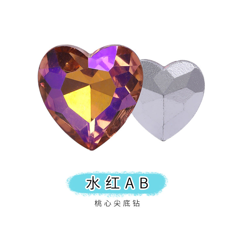 Heart Pointed Bottom Diamond Rhinestones - Crystal Glass Phone Sticker Clothing Headband Jewelry Accessories