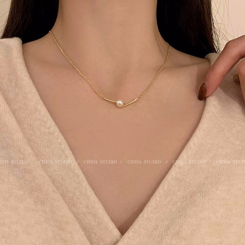 Korean INS style double-layer pearl starry sky necklace for women, sophisticated light luxury necklace, accessory choker collarbone chain