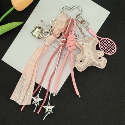 Three-dimensional cartoon three-dimensional leather giraffe pattern bear keychain bag pendant