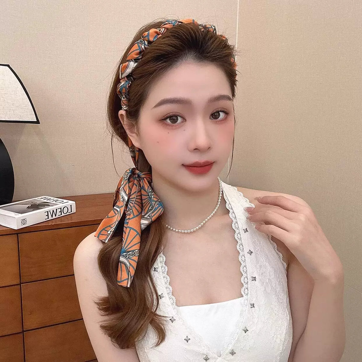 Palace retro flower streamers, tooth comb, wavy high skull top headband, front and back, two wears, hair tie, one headband, headdress, women