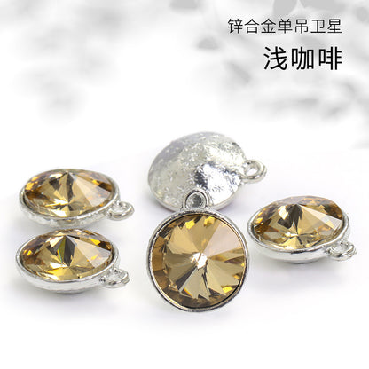 12mm zinc alloy satellite single pendant bag, necklace, bracelet, clothing decoration, accessory satellite shape round single-hole pendant
