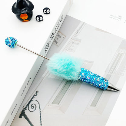 AB diamond ballpoint pen diy multi-color heavy work full diamond pen plush hairball beaded ballpoint pen spot wholesale