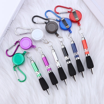 metal draw pen portable stretch ballpoint pen outdoor carabiner keychain telescopic writing pen wholesale