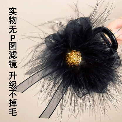 Rhinestone feather claw clip for women, high-end new small half-tie hair clip, small hair volume, back head updo hair clip, shark clip