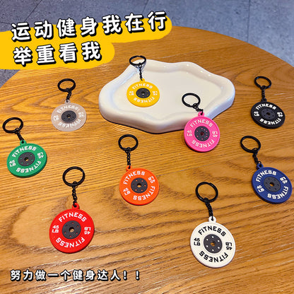 Creative Mini Fitness Barbell Piece Keychain Pendant Couple Car Bag Keychain Sports Small Pendant Wholesale
