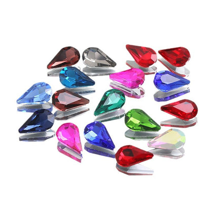 Long Drop Teardrop Diamond Rhinestones - Silver Crystal Luggage Jewelry Nail Art Clothing Hair Accessories