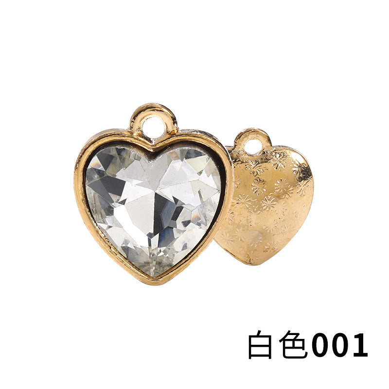 Xichuan zinc alloy peach heart crystal gold base single hanging heart-shaped glass diamond DIY jewelry earrings with diamonds pendant batch