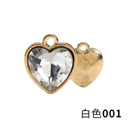 Xichuan zinc alloy peach heart crystal gold base single hanging heart-shaped glass diamond DIY jewelry earrings with diamonds pendant batch