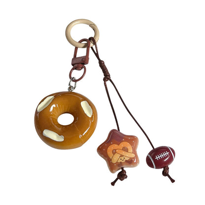 Handmade DIY beading simulation alkaline water bread school bag pendant couple car bag keychain doll small pendant