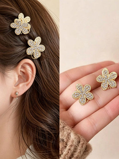 Temperament: Shiny diamond, small flower hairpin, bangs, side forehead hairpin, 2026 new high-end grip clip headwear