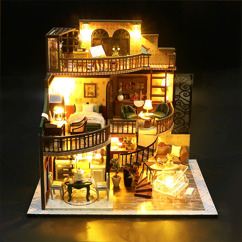 M213 Dream Building High Pavilion DIY Hand Assembled Wooden Cabin 3D Three-dimensional European Assembly Cabin Cross-border Toys