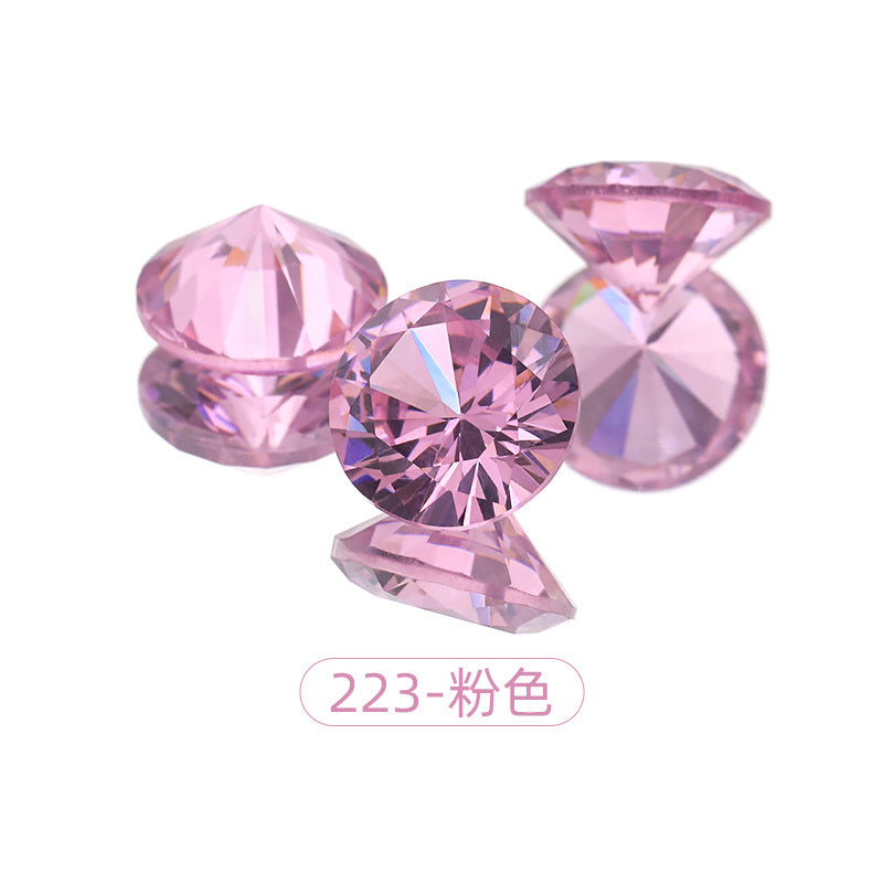 Cross-border round zircon bare stone, pointed bottom glass diamond, colored zircon sparkle, bright white zircon nail drill manufacturer