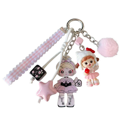 Handmade DIY cute grain zorra hand rope buckle pendant cute cartoon girl heart bag doll doll charm wholesale