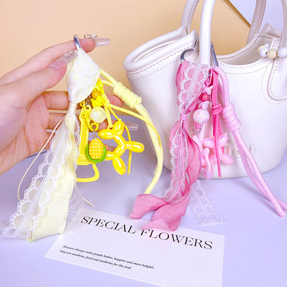 Creative DIY guitar balloon dog keychain pendant cute girly heart miu series bag pendant accessories trinkets