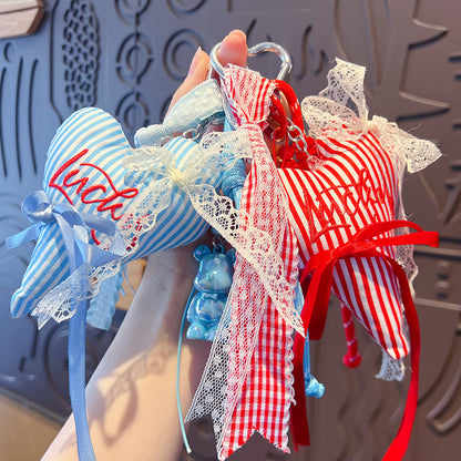 Creative handmade DIY love bear keychain school bag pendant miu is a car keychain bag bag doll pendant
