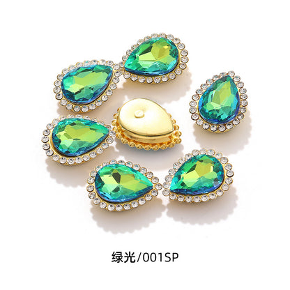 Double-layer waterdrop sunflower flower flower plate diamond buckle, hand-stitched rhinestone, thickened gold holder, glass diamond, clothing, shoes, bags, DIY accessories