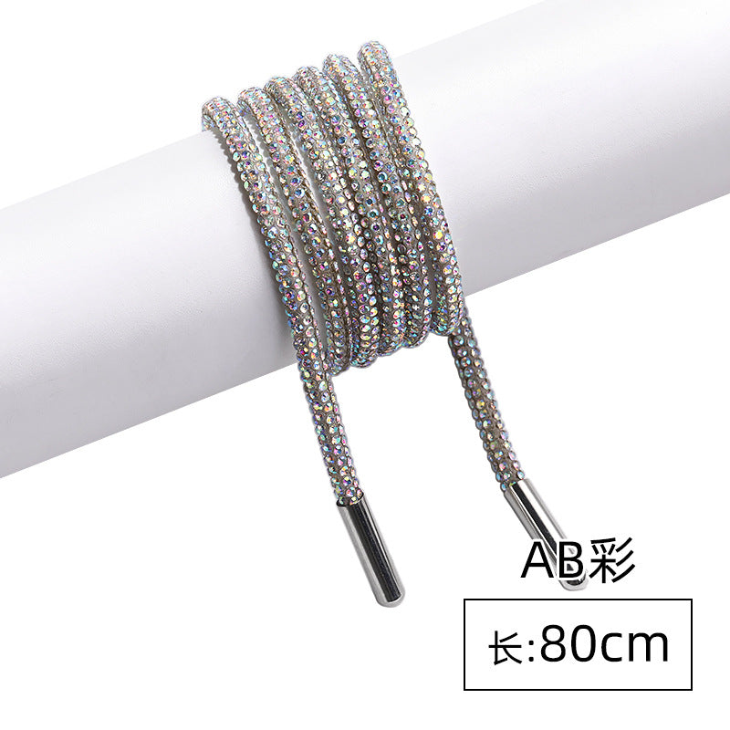 Crystal cord, drill rope, full diamond, ultra-glitter round soft tube, 6-row drill rope, coat strap, hat strap, shoelace, bag and pants strap, DIY accessory for accessories