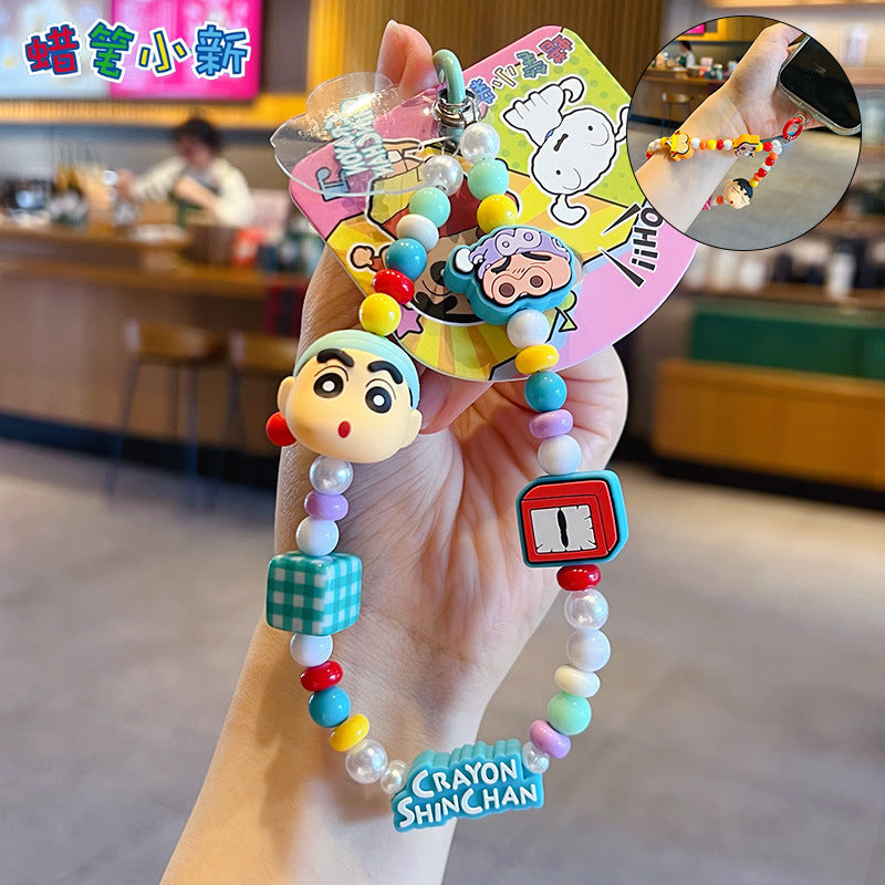 Genuine crayon Shin-chan beaded mobile phone chain small pendant couple car key chain bag doll doll ornament