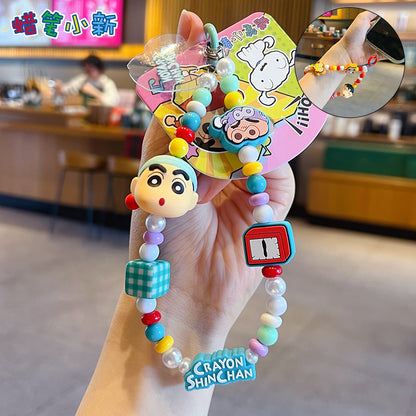 Genuine crayon Shin-chan beaded mobile phone chain small pendant couple car key chain bag doll doll ornament