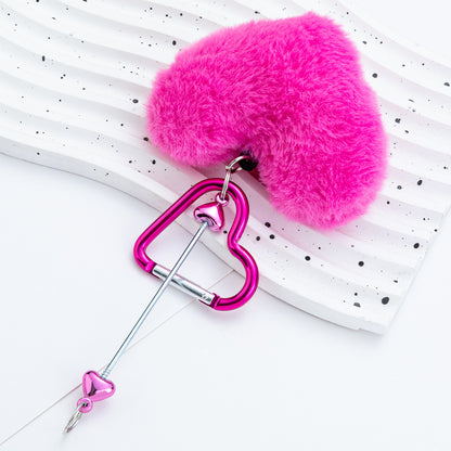 DIY Beaded Love Carabiner - Plush Pendant Love Lock Buckle Hairball Carabiner Wholesale