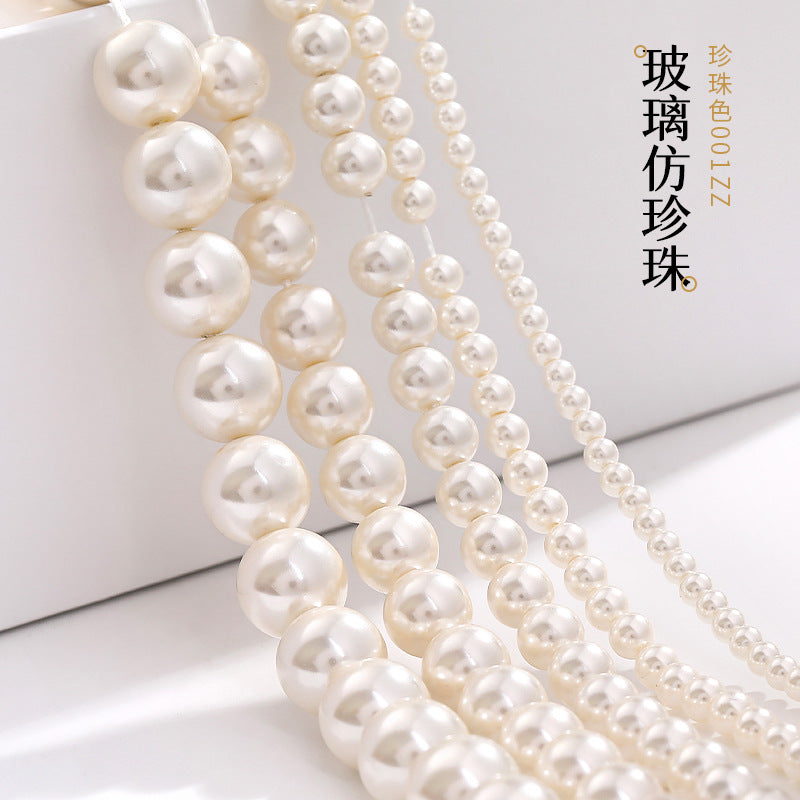 Imitation Shijia High-Quality Glass High-Brightness Pearl DIY Bracelet, Crossbody Chain, Bracelet Necklace, Through-Hole High-Brightness Glass Beads