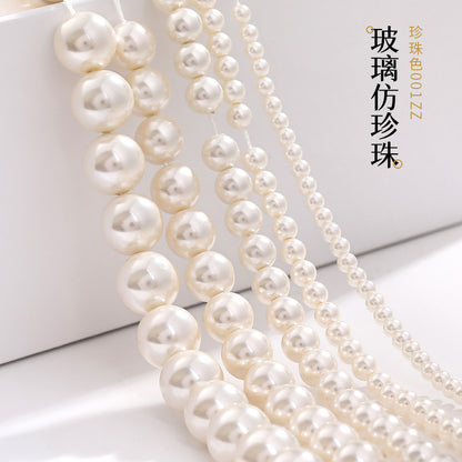 Imitation Shijia High-Quality Glass High-Brightness Pearl DIY Bracelet, Crossbody Chain, Bracelet Necklace, Through-Hole High-Brightness Glass Beads
