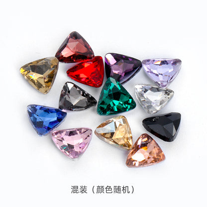 Pointed bottom triangular diamond, irregular rhinestone phone case, diamond attachment, diamond apparel, clothing, shoes, bags, crystal jewelry, accessories, pointed bottom triangular diamond